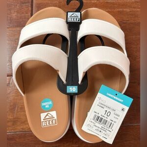 Reef Women's Sandals with White Straps and Tan Footbed